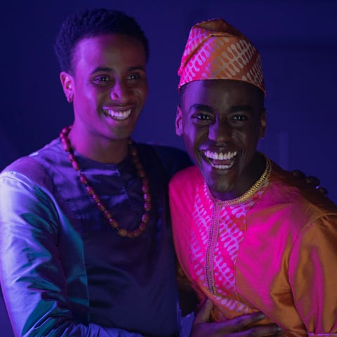 Oba (Jerry Iwu) and Eric (Ncuti Gatwa) in a scene 