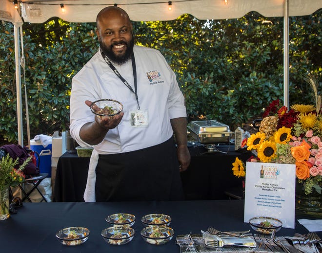 More than 70 chefs and vintners will be serving their specialties at the 2021 Memphis Food & Wine Festival. Pictured, at the 2019 festival, is Phillip Ashley Rix of Memphis-based Phillip Ashley Chocolates.