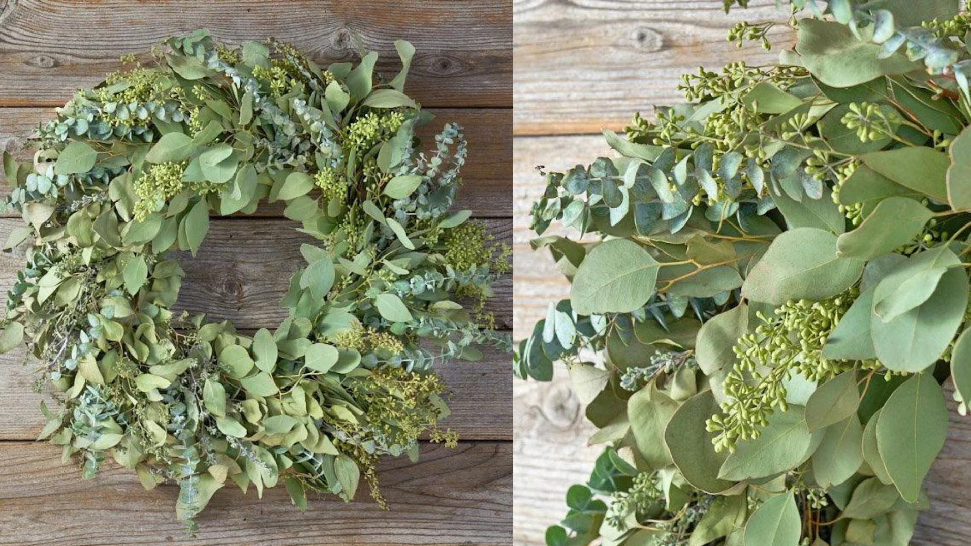 While this wreath may appear to be plain upon first glance, its aromatic scent of cooling eucalyptus will be sure to surprise you!