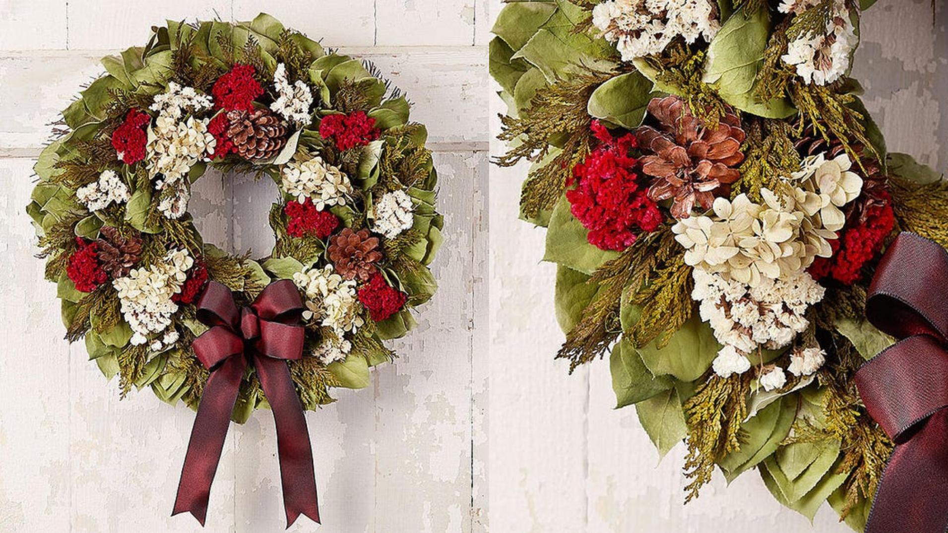 A sophisticated wreath fit for a regal holiday setting.