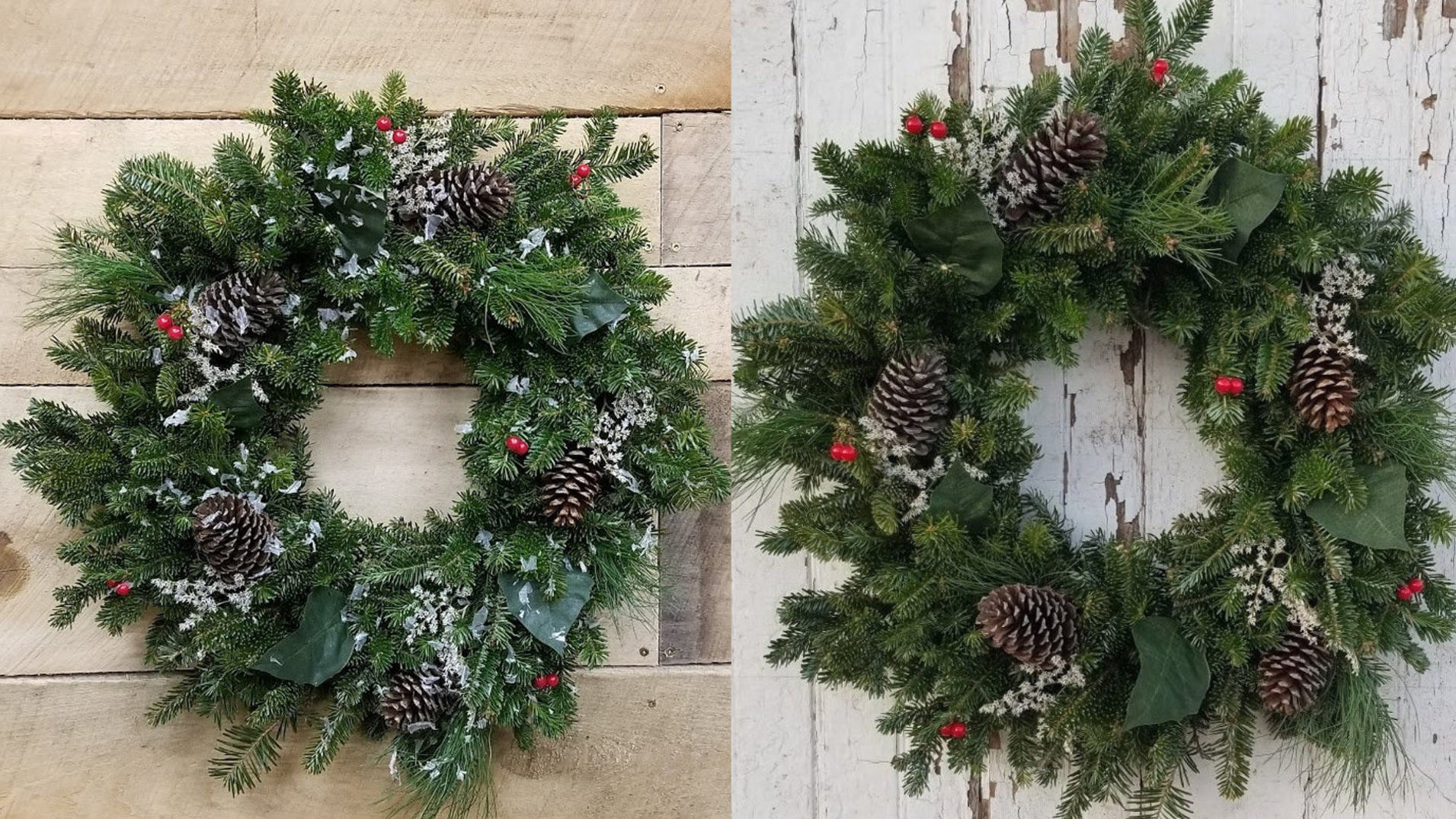 Bring a frostier feel into your home with this Handmade Fresh Fraser Fir Wreath.