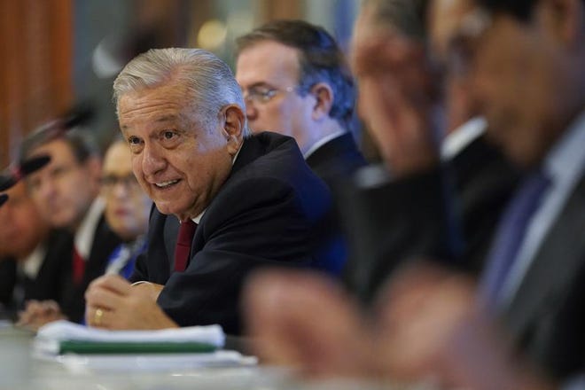 Mexican president Andrés Manuel López Obrador meets with US Secretary of State Antony Blinken on Oct. 8, 2021, in Mexico City.