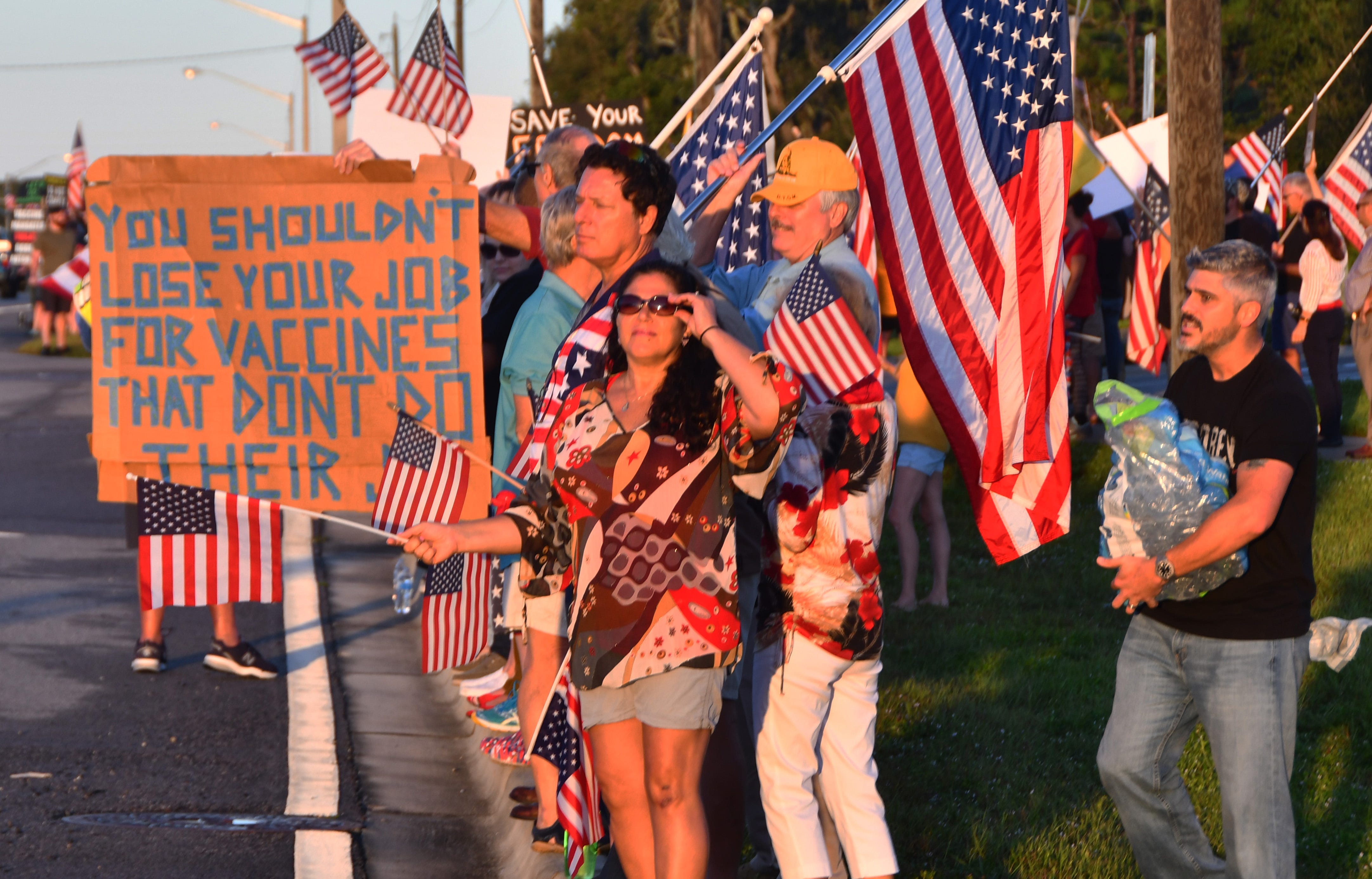 Protesters denounce Northrop Grumman COVID19 vaccination mandate at