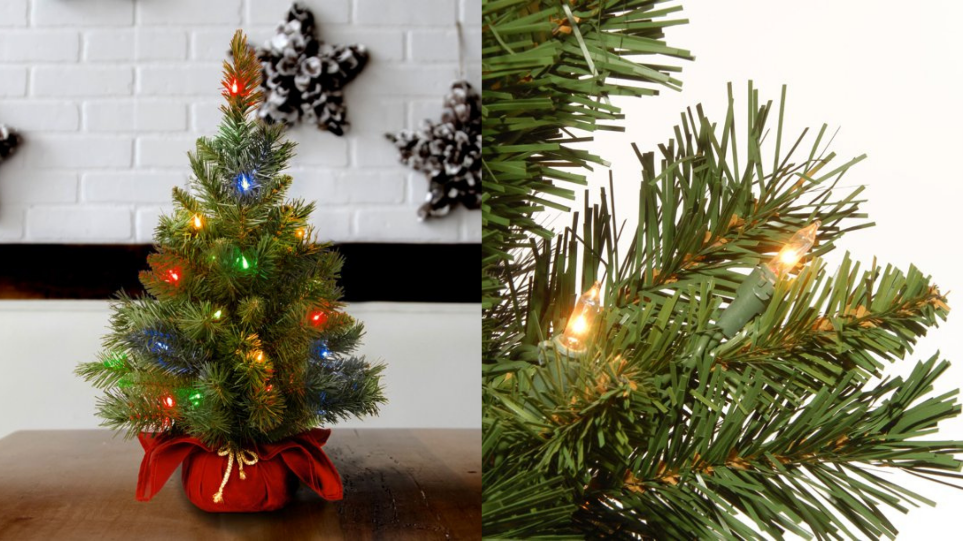 15-30cm Tabletop Artificial Small Mini Christmas Tree LED Ornaments Lights Y1O0 