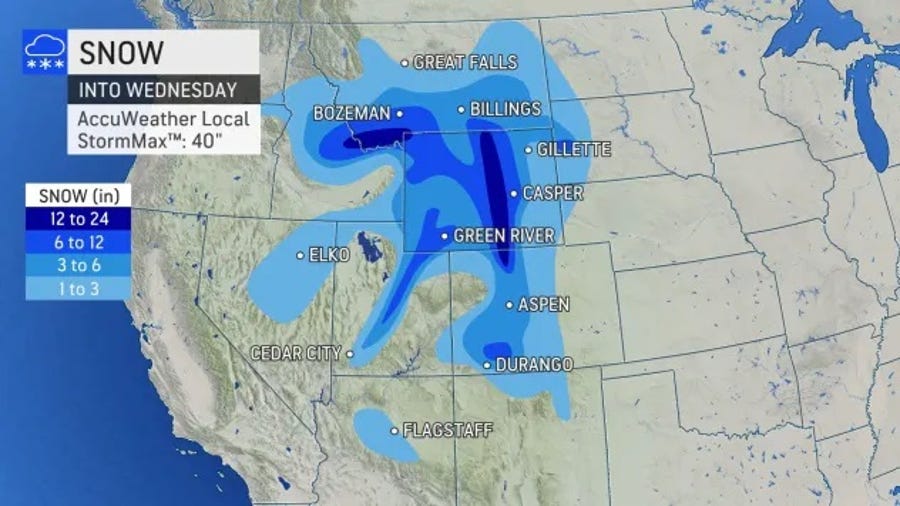 A fall snowstorm will bury portions of the West under feet of snow.