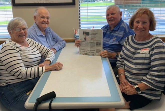 Judy and Frank Riggle of St. Augustine visited his sister Janet and her husband Don Harding in Pocatello, Idaho. They enjoyed milkshakes at a local Pocatello ice cream store. Janet and Frank grew up in St. Augustine. It had been five years since they had seen each other in person.