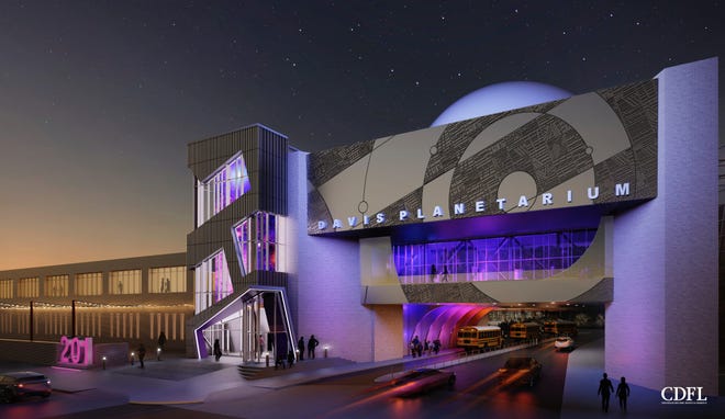 Jackson's renovated Russell C. Davis Planetarium will have a more modernistic look, as revealed in this rendering by Cooke Douglass Farr Lemons Architects & Engineers. The planetarium is undergoing interior and exterior renovations and is expected to reopen in 2024.