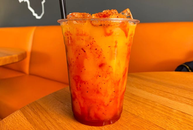 The Mangoneada cocktail with sotol and mango puree at Testal.