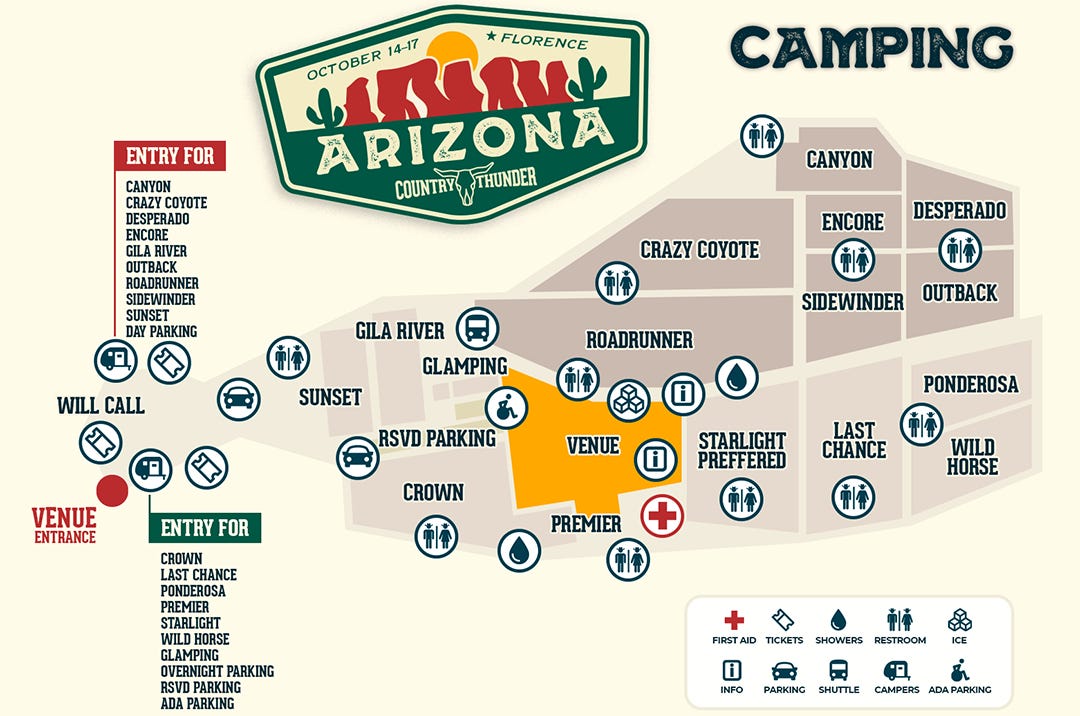 Country Thunder Campsite Map Country Thunder Arizona 2021 Survival Guide: Music, Tickets, Parking
