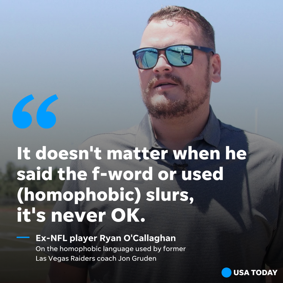 Former NFL offensive lineman Ryan O'Callaghan, who came out as gay in 2017, condemned the homophobic language used by former Las Vegas Raiders coach Jon Gruden.