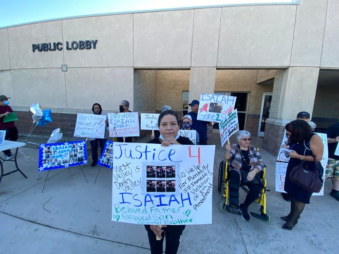 Family and friends of Isaiah Hernandez-Sanchez protested at West Valley Detention Center in Rancho Cucamonga on Wednesday, Oct. 13, 2021, over his in-custody death a month earlier.