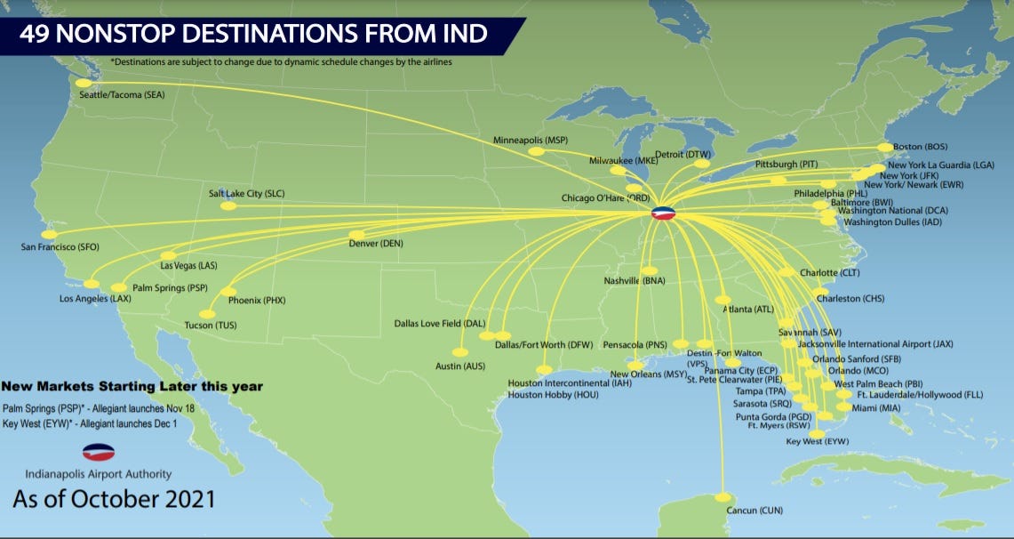 Contour Airlines Route Map Indianapolis Airport Added 22 New Direct Flights In 2021 The List