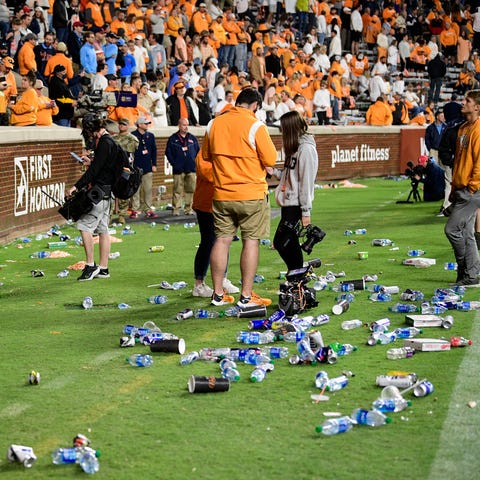 Trash litters the sidelines after it was ruled tha