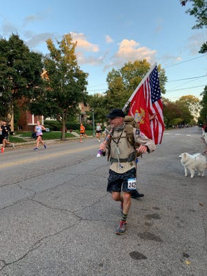 Steve Calhoun ran the Columbus Marathon to raise awareness about the veteran suicide rate, and to raise money for Stop Soldier Suicide, a non-profit organization which offers a litany of services to veterans in need.