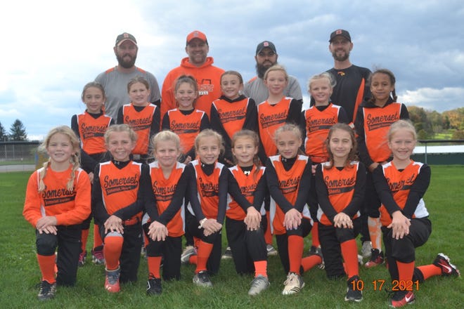 The 8U Somerset girls softball team won four tournaments this season. They had a record of 21-0 while competing in the following tournaments: Somerset, VEA, Windber, and Ebensburg. Team members include, from left: (front) Maya Barth, Laney Halverson, Elsie Rhodes, Kira Piccola, Emma DiFebo, Ella Sube, Angelica Harmon, Leighton McGuire; (middle) Lidia Cacciotti, Emma Fanale, Myla Letizia, Jude McCormick, Delilah Morris, Ella Pritts, Aliveah Schmidt; (back) coaches Tristan Barth, Dave Sube, Justin Morris and Marc Cacciotti.