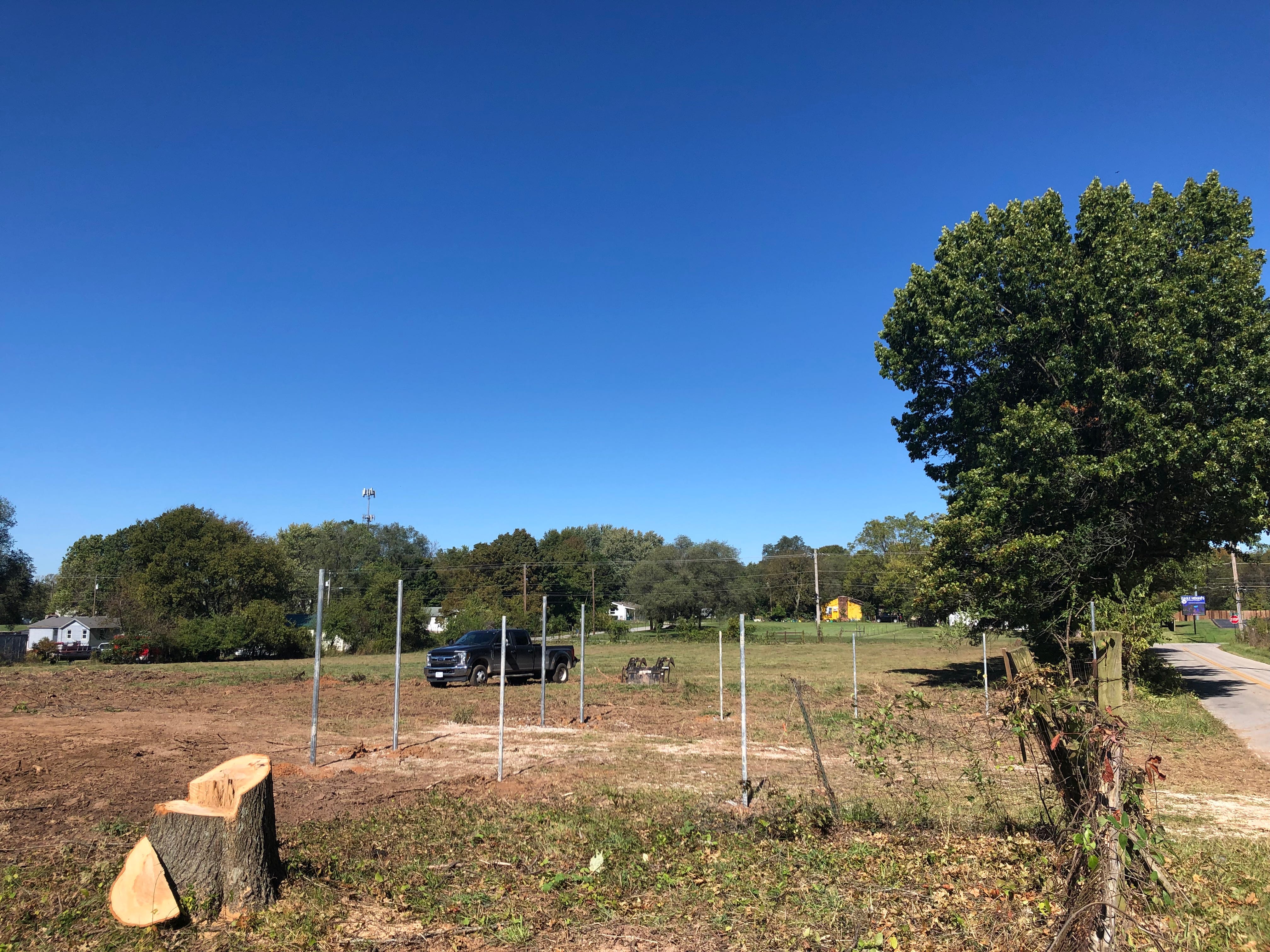 Trees and brush had been removed from the site of the planned American Momin Park, a new mosque in Springfield, Mo., on Oct. 18, 2021.
