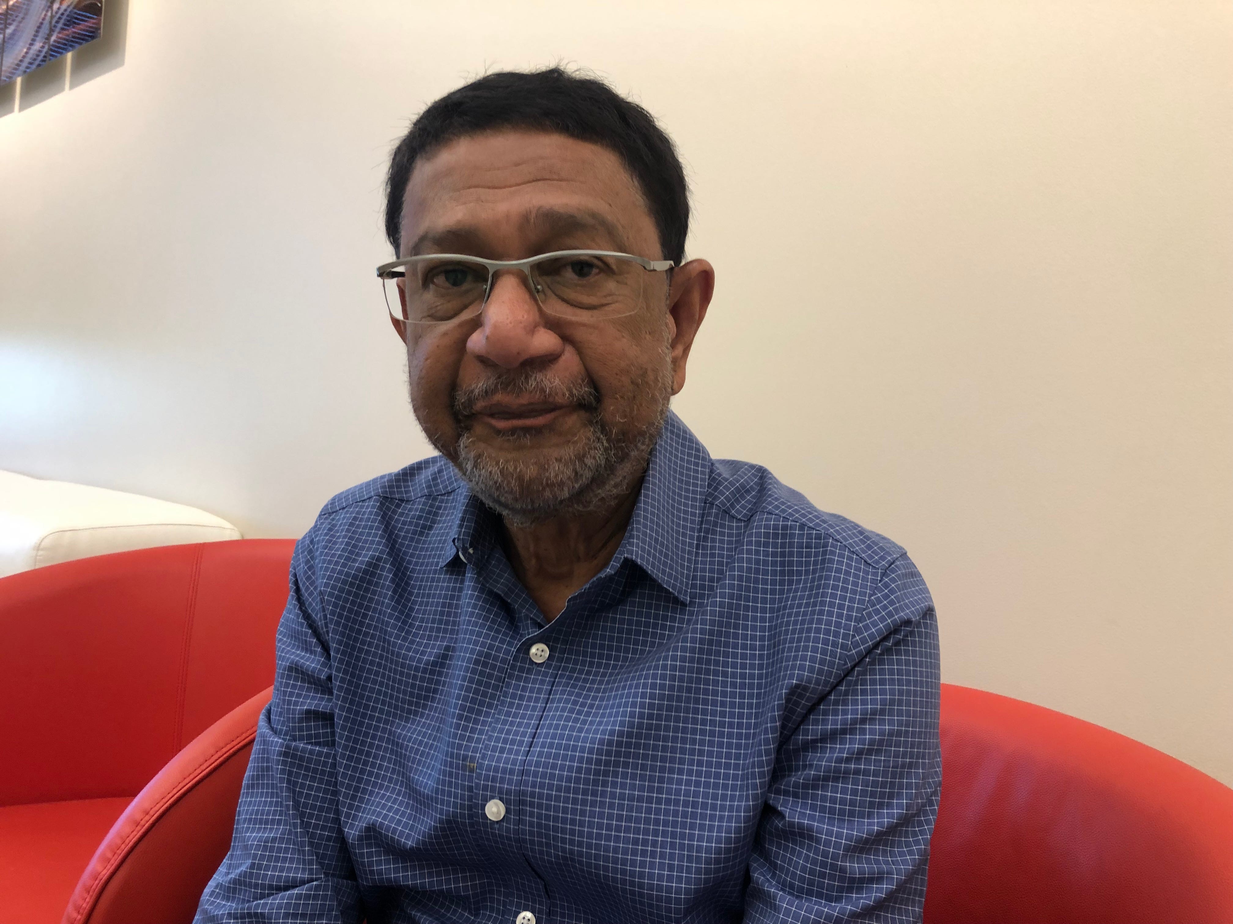 Sultan Zahirsha, president of American Momin Park, describes plans for the new Springfield, Mo. mosque at the dental practice owned by Zahirsha and his wife, Dr. Mehjabeen Zahirsha, on Oct. 18, 2021. A groundbreaking celebration is set for Oct. 23, 2021.