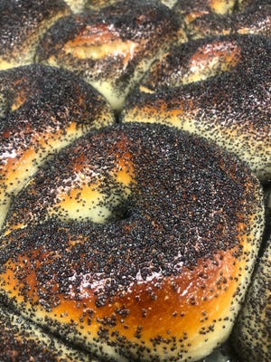 Poppy seed bagels at Hearth Artisan Bread in Plymouth.