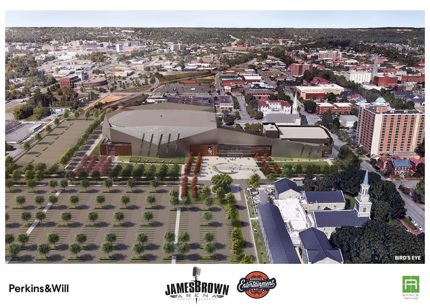Final plans for a new James Brown ArenaBell Auditorium complex are in