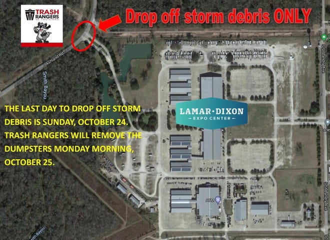 Ascension Parish government provided this map to show the drop off location for storm debris at the Lamar-Dixon Expo Center in Gonzales.