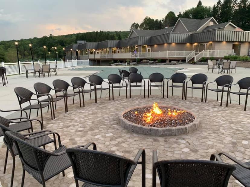 A fire pit area at what is now Brookdale Recovery Center in Scotrun, Pocono Township. Although some of the property still houses what remains of the former Caesar's Brookdale Resort, the central area of the property is a thriving drug and alcohol rehabilitation facility.