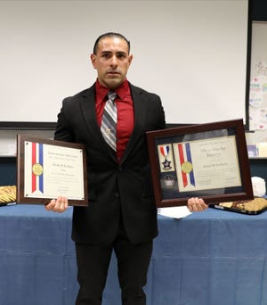 Las Cruces Police Officer Adrian De La Garza earned Silver Star and Purple Heart recognitions for his actions on Feb. 4, 2021.