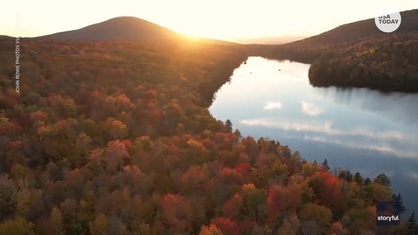 Drone video captures a golden hour sunset is in fu