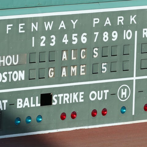 A view of the Green Monster before Game 5.