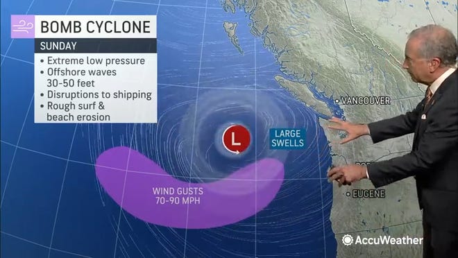 Heavy rain and feet of snow are in the forecast for a large part of the West thanks to a bomb cyclone.