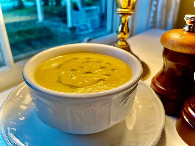 Sterrett's corn and fennel soup is seasonal and offers an alternative to creamy clam soup, which is served all year round.