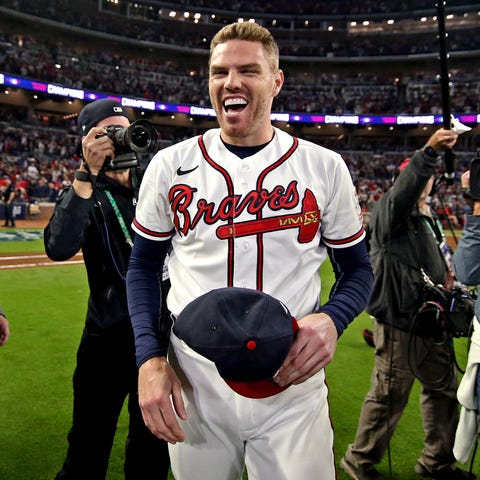 Freddie Freeman is all smiles after the Braves bea