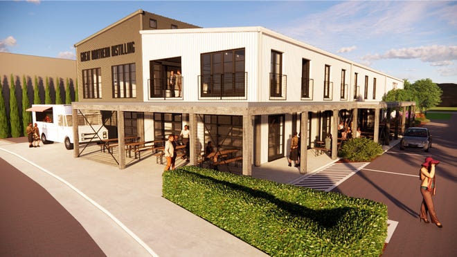 A rendering of a new Great Northern Distilling site that includes a distillery, tasting room and event space on Second Street in Stevens Point.