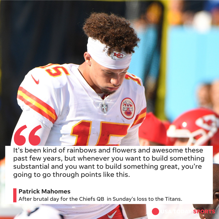 Chiefs QB Patrick Mahomes had another rough day -- turnovers, deflections, errant throws -- before being knocked out of Sunday's game.