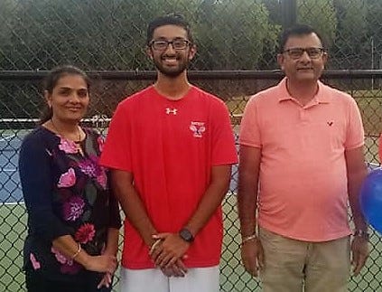 Senior Dev Patel is the son of Hansa Patel and Mahesh Patel. Dev has played tennis all four years of high school and has participated as number one and number two doubles. He plans to study engineering at four-year college such as Purdue University.