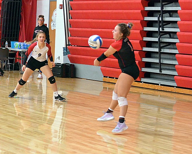 Rainie Atherton broke the White Pigeon school record for career digs on Tuesday evening in Constantine.