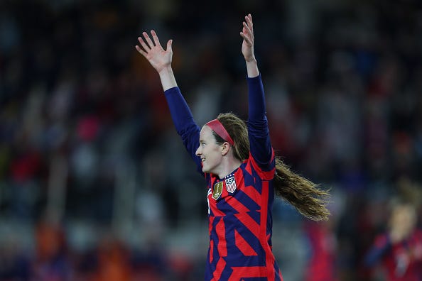 Rose Lavelle #16 of United States celebrates after scoring a goal during the friendly match against Korea Republic at Allianz Field on October 26, 2021 in St Paul, Minnesota.