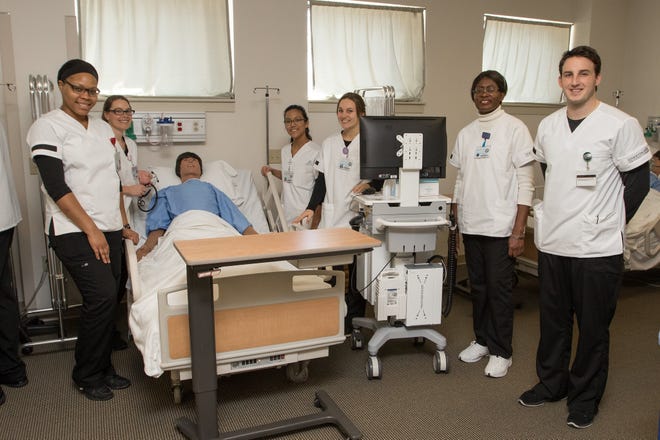 The Foundations of Nursing Lab at Stockton University’s Manahawkin site gives students in the Accelerated Nursing BSN program hands-on experience.