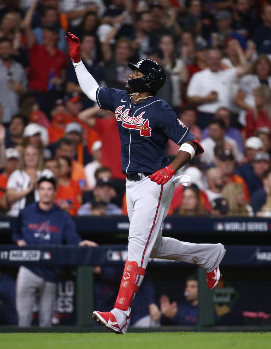 Braves designated hitter Jorge Soler led off Game 1 of the World Series with a solo home run.