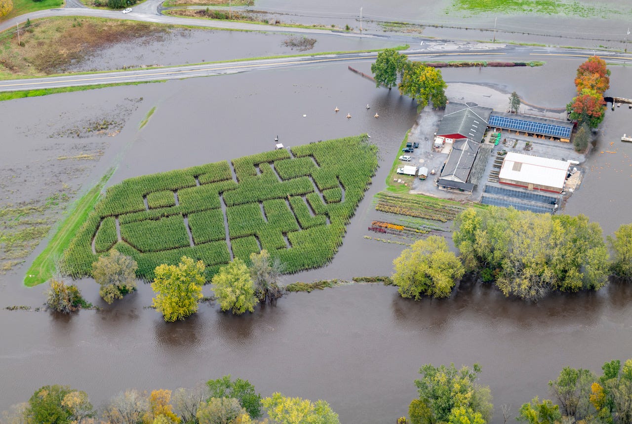 Wallkill River floods New Paltz farmland, roads after nor'easter