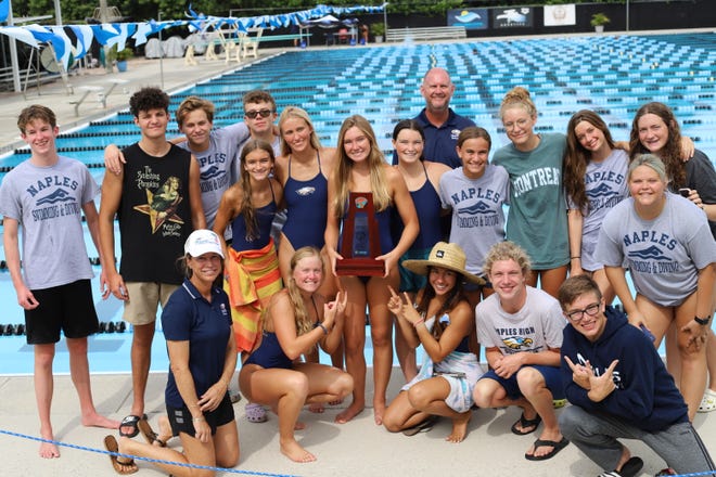 The Naples High girls finished first and the boys were second in the Class 3A-District 9 swimming meet at Norris Pool on Thursday, Oct. 28, 2021.