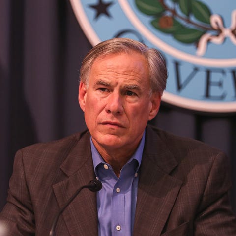 Texas Governor Greg Abbott holds a briefing at the