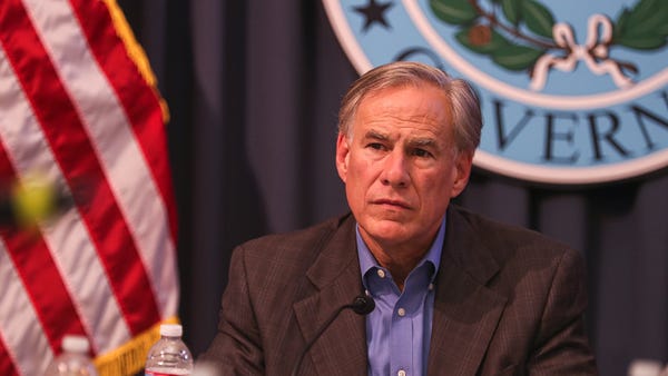 Texas Governor Greg Abbott holds a briefing at the