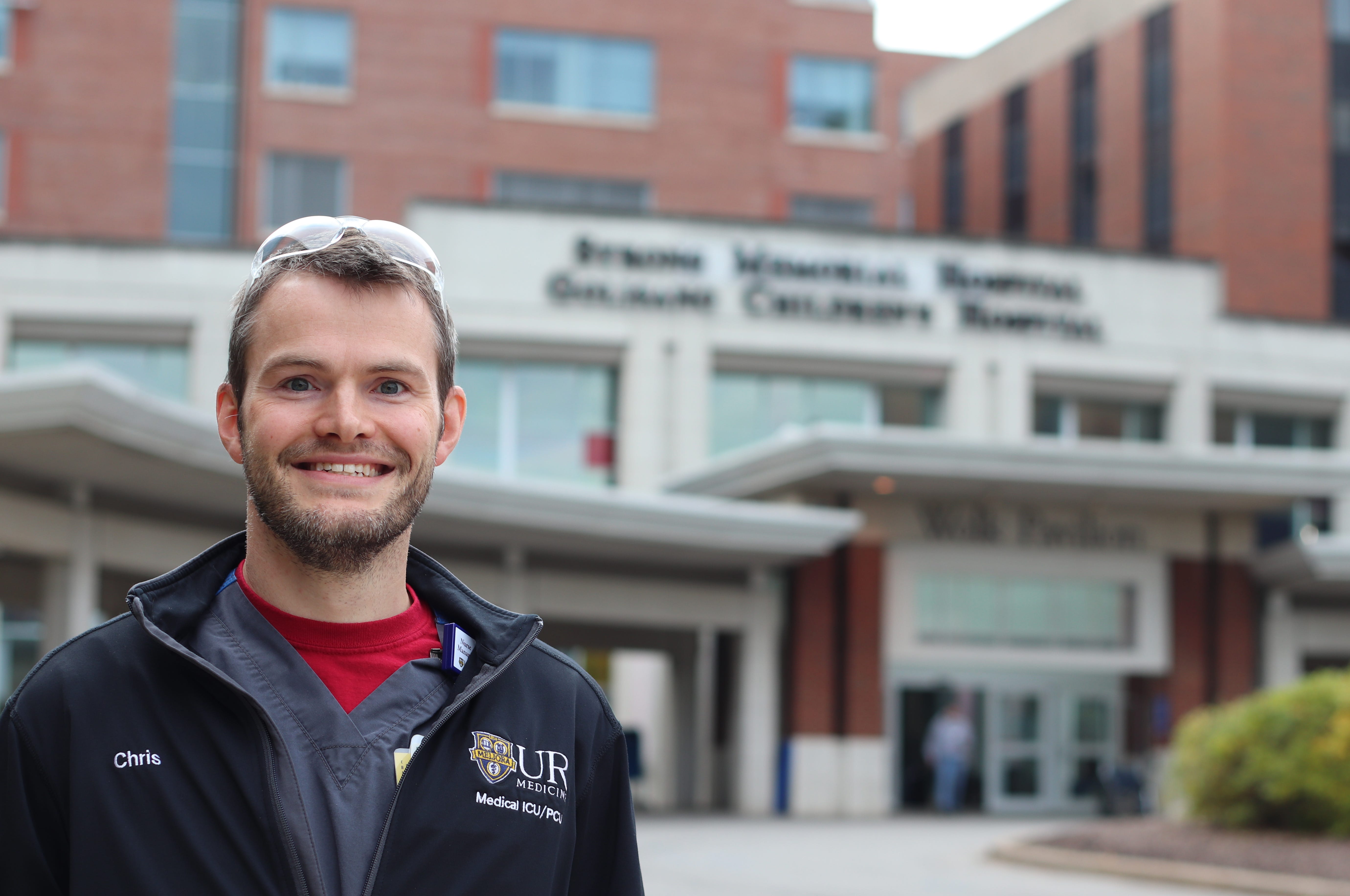 Chris Burleigh, a nurse manager, at Strong Memorial Hospital in Rochester, New York.