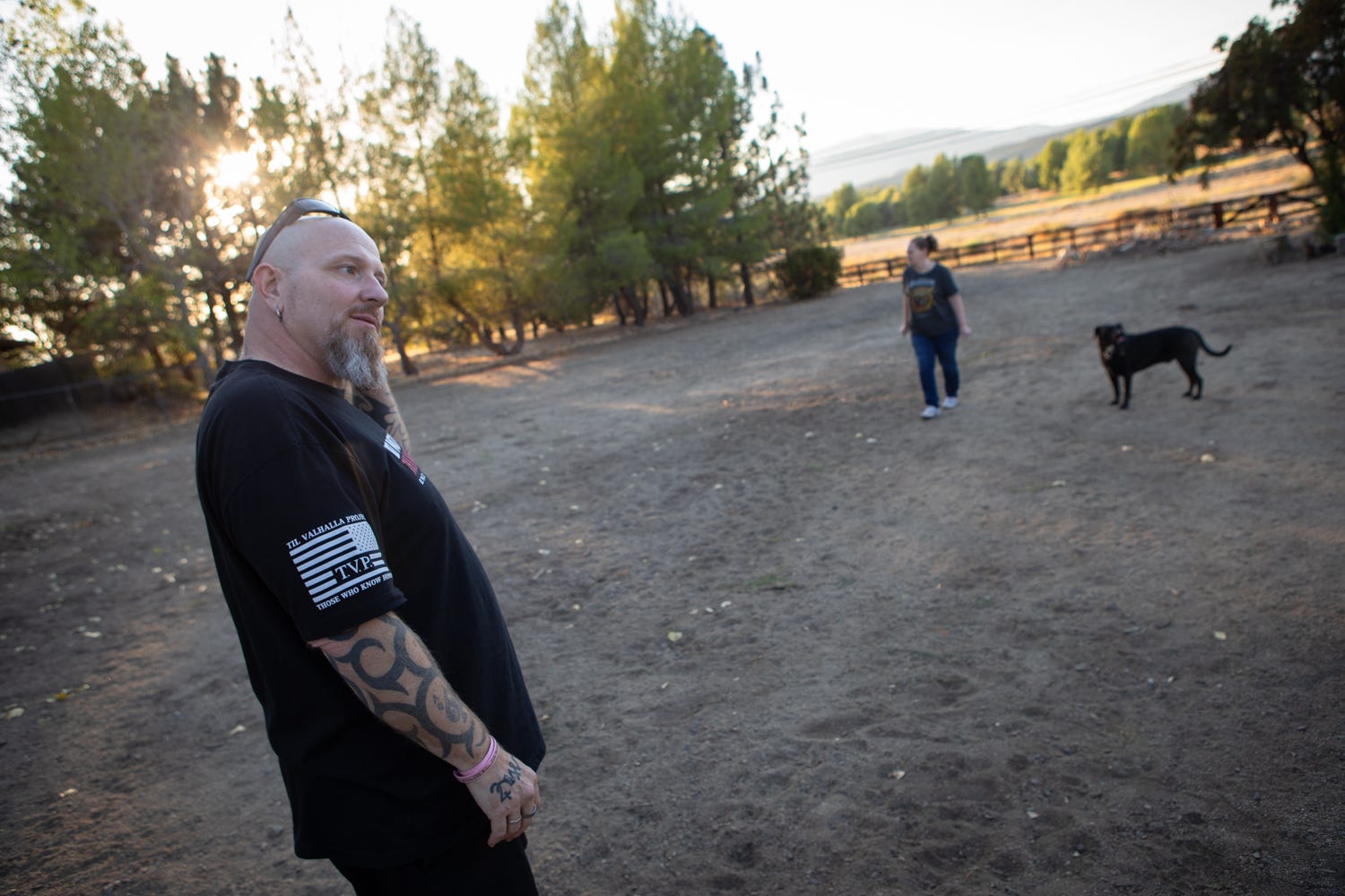 John Seymour and Amy Warix are shown outside their home in Warner Springs, Calif., Sept. 30, 2021.