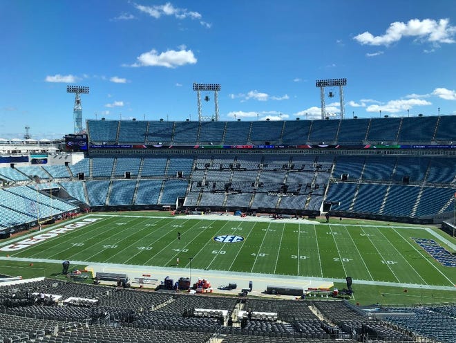 TIAA Bank Field in Jacksonville, Fla., before the Georgia-Florida game on Saturday Oct. 30, 2021