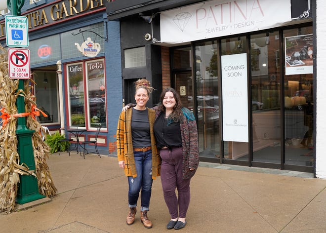 Co-owners Jackie Juhasz, left, and Cheyenne Sosman are preparing Patina Jewelry and Design for a mid-November opening in downtown Tecumseh. They bought the former Hacker Jewelers shop from Dan and Barb Hacker, who retired last year.
