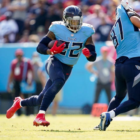 Tennessee Titans running back Derrick Henry in act