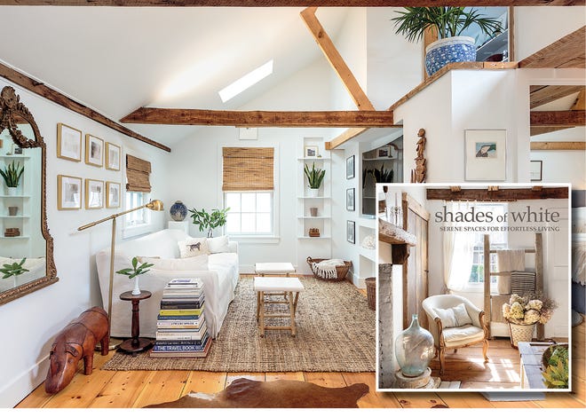 The 700-square-foot loft that Bernadette Heydt and Andrea Pietrangeli share in a converted Newport stable is featured in 'Shades of White'.