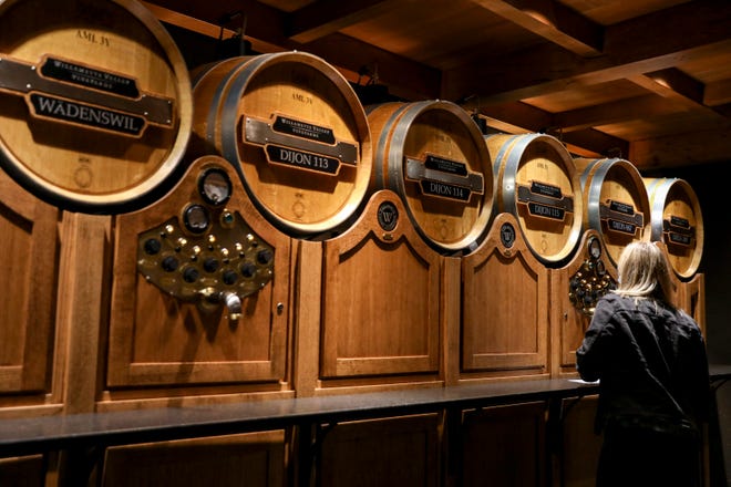 Willamette Barrel Blending System is the first straight-from-barrel Pinot Noir blending experience in Oregon. The Pinot Noir clone varieties available for blending at Willamette Valley Vineyards include Pommard, Wädenswil, Dijon 113, Dijon 114, Dijon 115, Dijon 667 and Dijon 777.