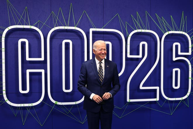 U.S. President Joe Biden arrives for the COP26 UN Climate Summit on November 1, 2021 in Glasgow, United Kingdom.